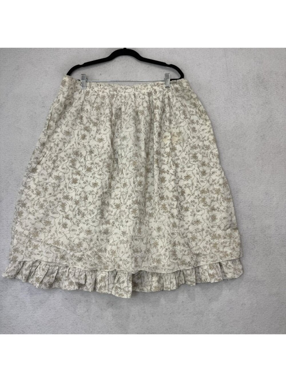 April Cornell Valentine Skirt Womens XL White Floral Ruffle Peasant Midi Boho